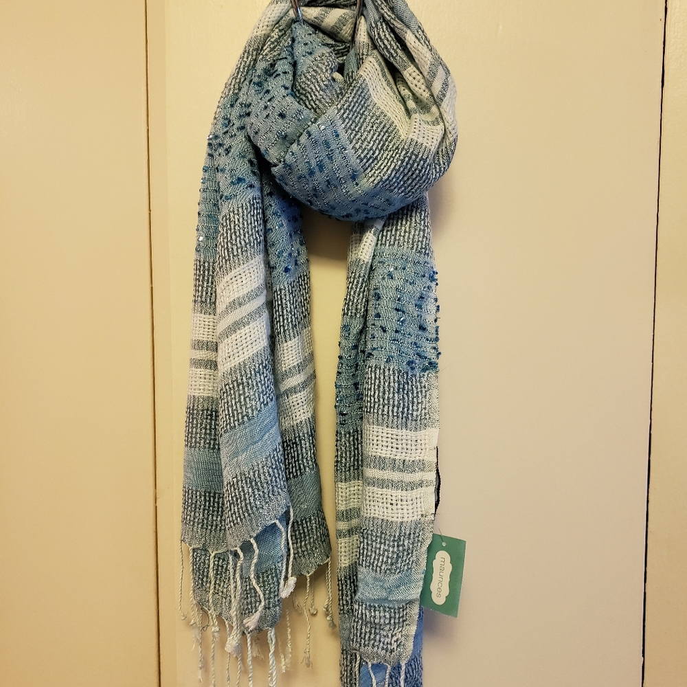 Teal/White Shimmering Scarf-NWT
